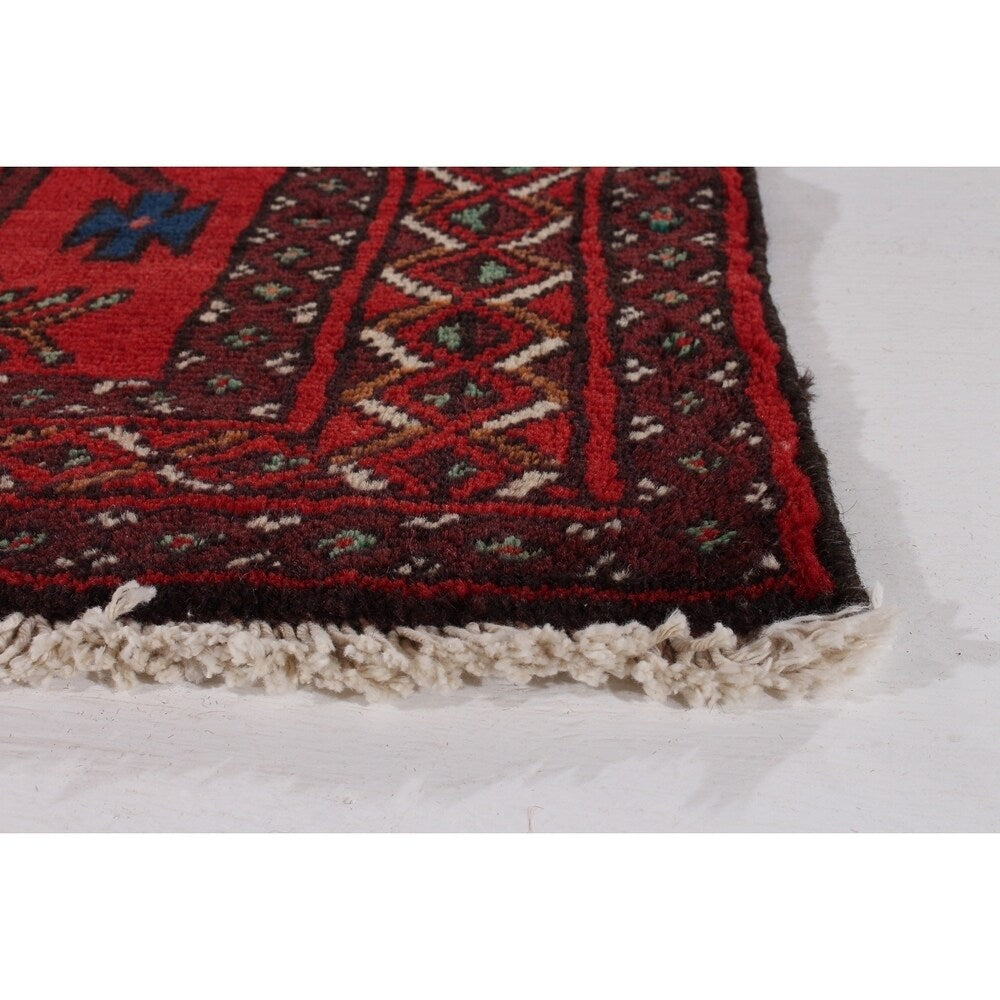 ECARPETGALLERY Hand-knotted Finest Baluch Red Wool Rug - 4'1 x 5'3