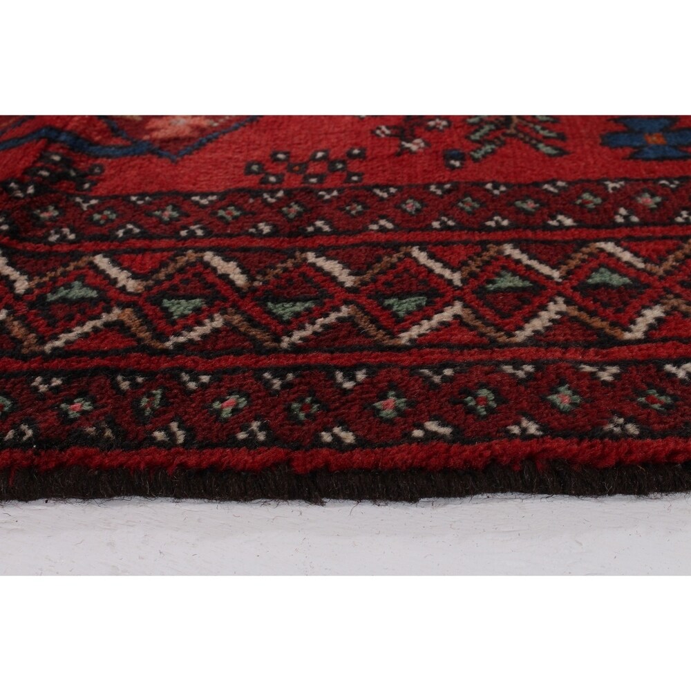 ECARPETGALLERY Hand-knotted Finest Baluch Red Wool Rug - 4'1 x 5'3