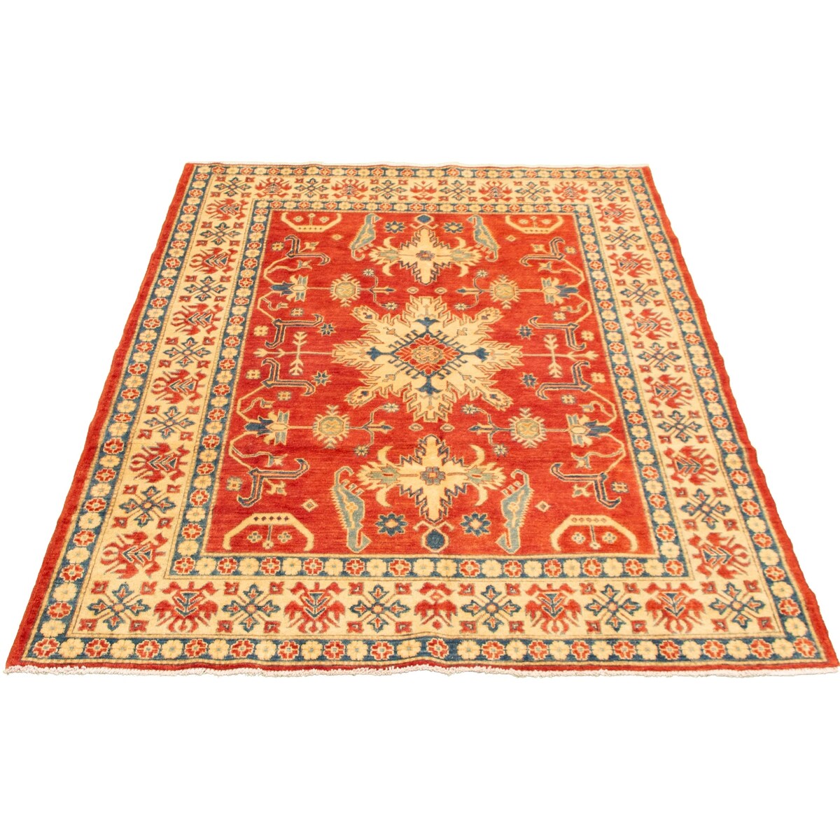 Hand-knotted Finest Gazni Red Wool Rug - 6'0 x 8'6/6'0" x 8'6"