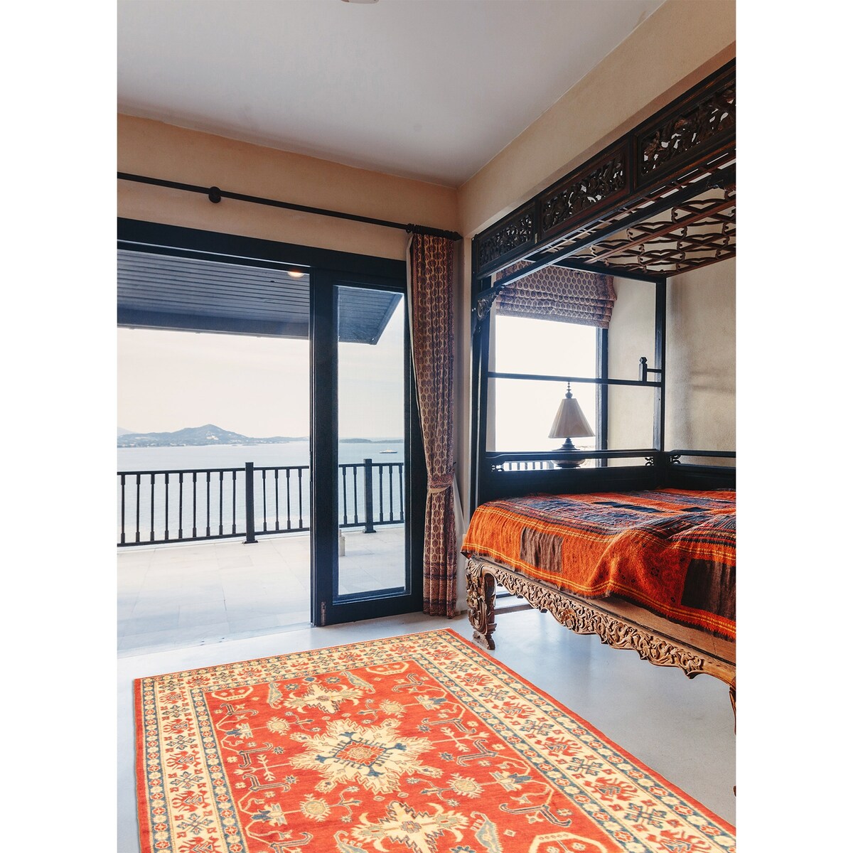 Hand-knotted Finest Gazni Red Wool Rug - 6'0 x 8'6/6'0" x 8'6"
