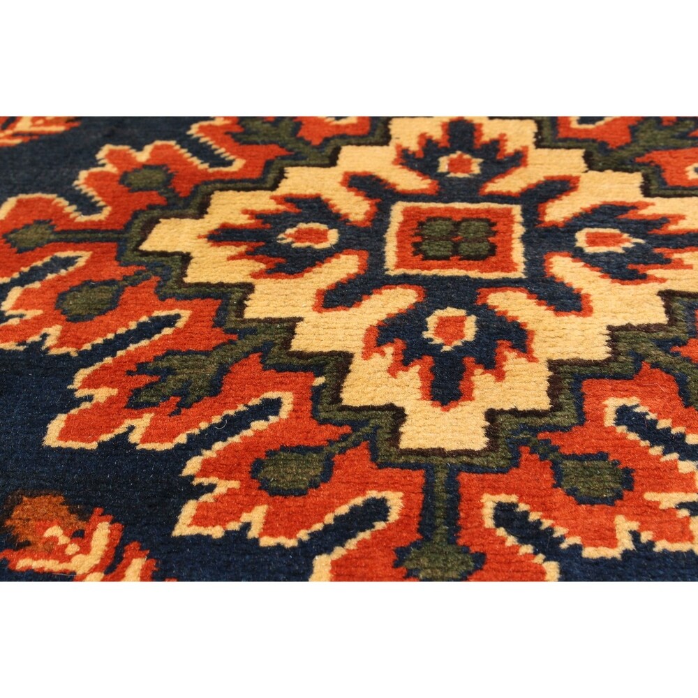 ECARPETGALLERY Hand-knotted Finest Kargahi Dark Navy Wool Rug - 2'9 x 9'10