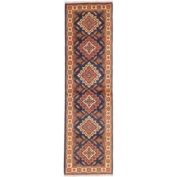 ECARPETGALLERY Hand-knotted Finest Kargahi Dark Navy Wool Rug - 2'9 x 9'10