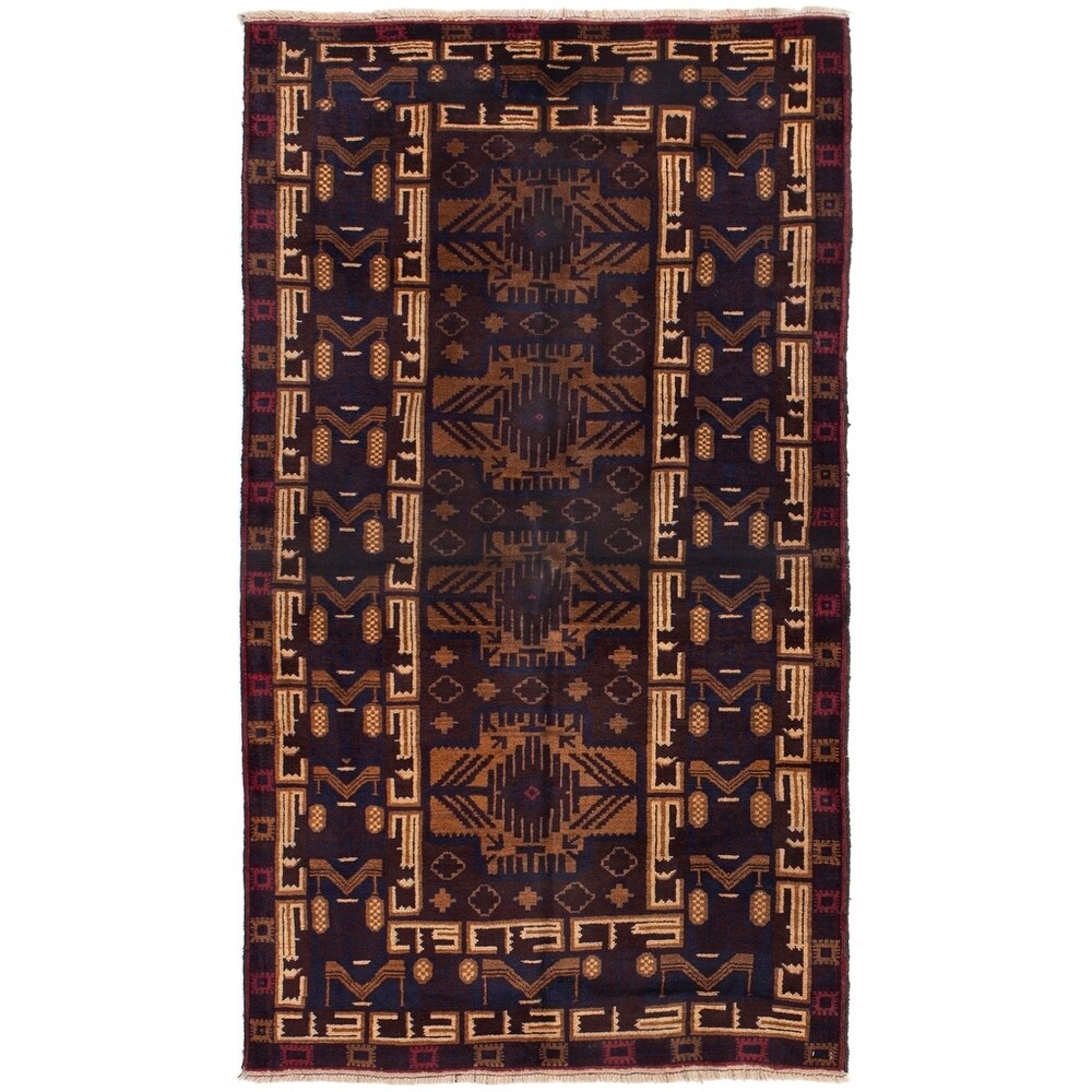 Hand-knotted Finest Rizbaft Brown Wool Rug - 3'6" x 6'5"/3'6 x 6'5