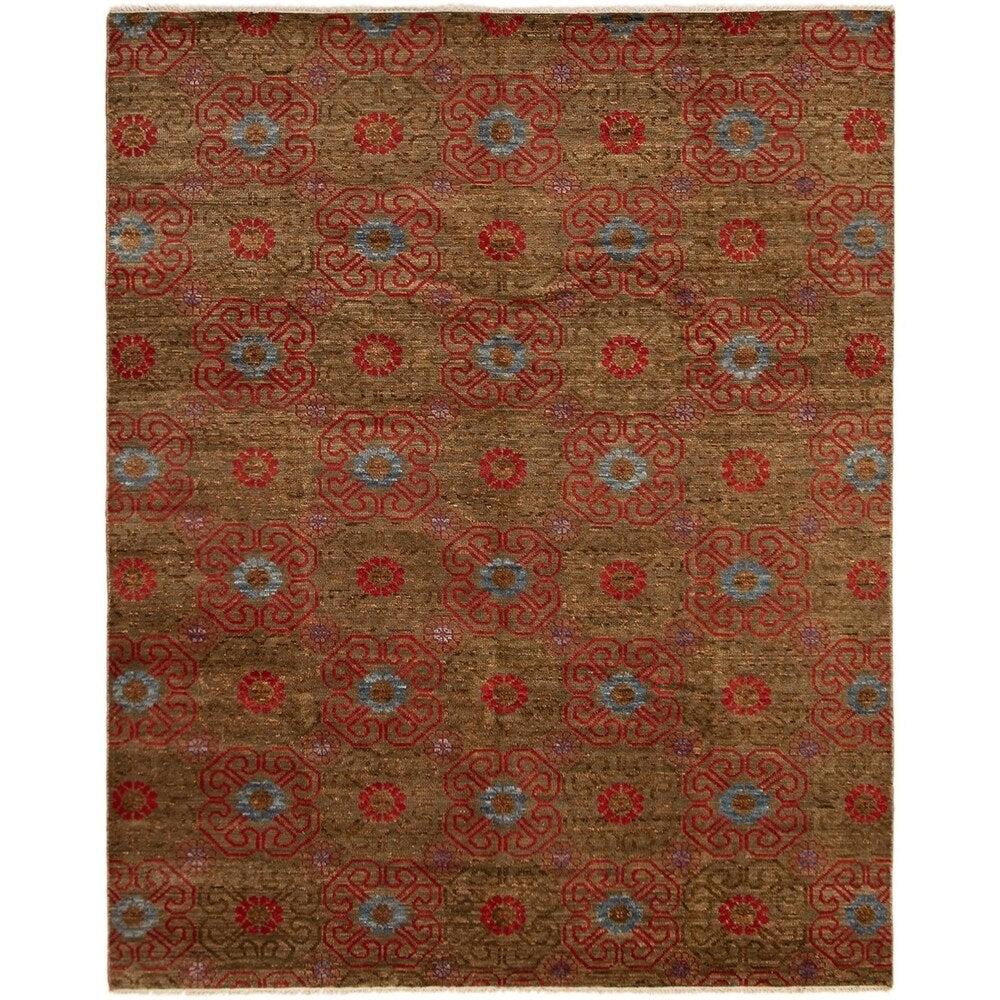 ECARPETGALLERY Hand-knotted Finest Ushak Brown Wool Rug - 8'0 x 10'0