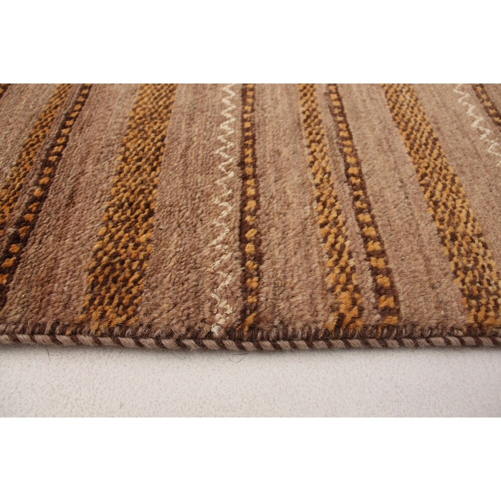 ECARPETGALLERY Hand-knotted Finest Ziegler Chobi Brown Wool Rug - 3'2 x 10'2