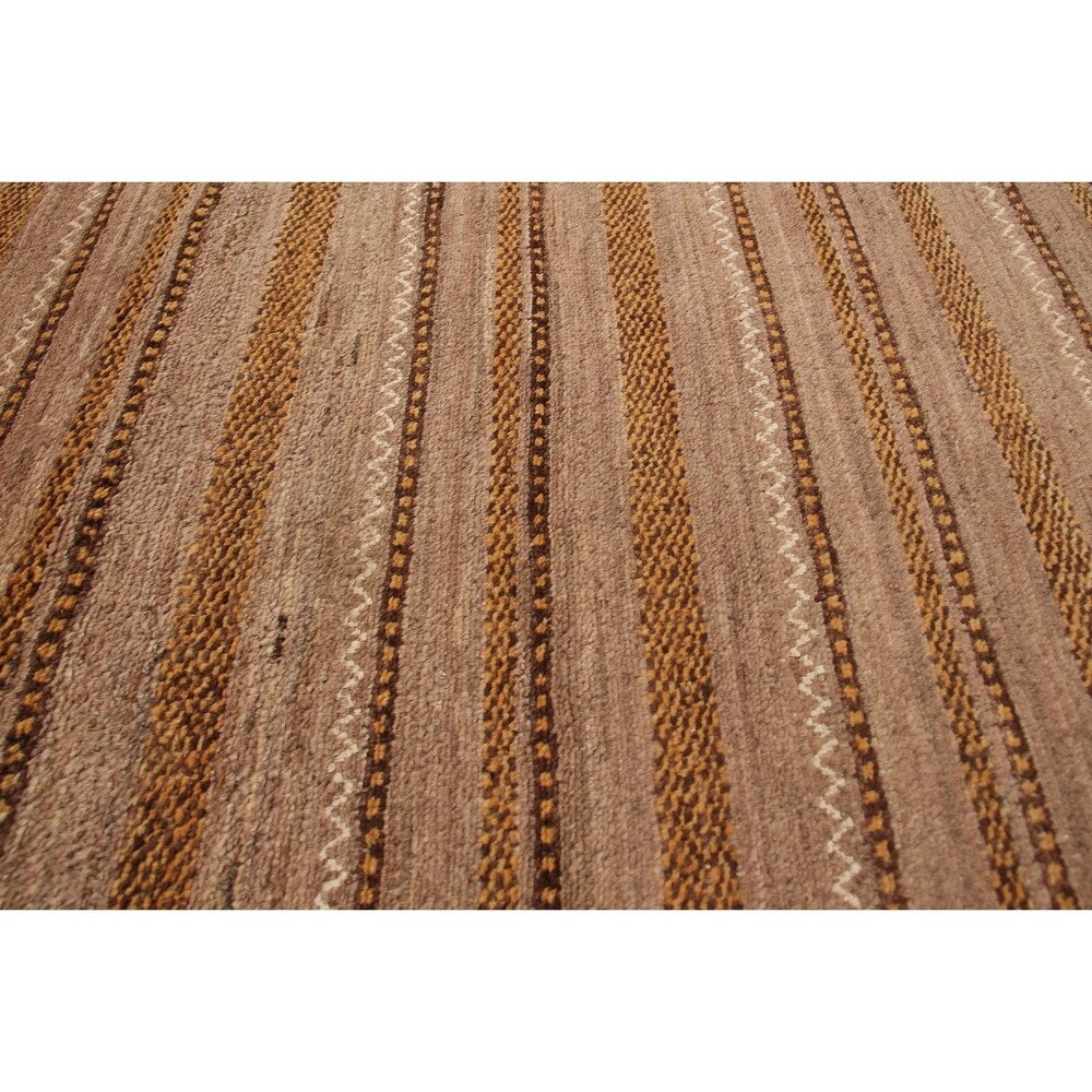 ECARPETGALLERY Hand-knotted Finest Ziegler Chobi Brown Wool Rug - 3'2 x 10'2