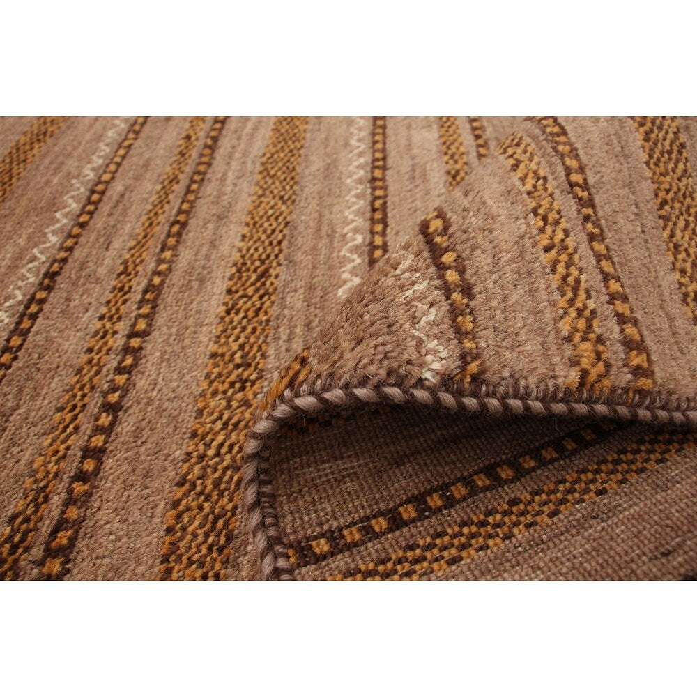 ECARPETGALLERY Hand-knotted Finest Ziegler Chobi Brown Wool Rug - 3'2 x 10'2