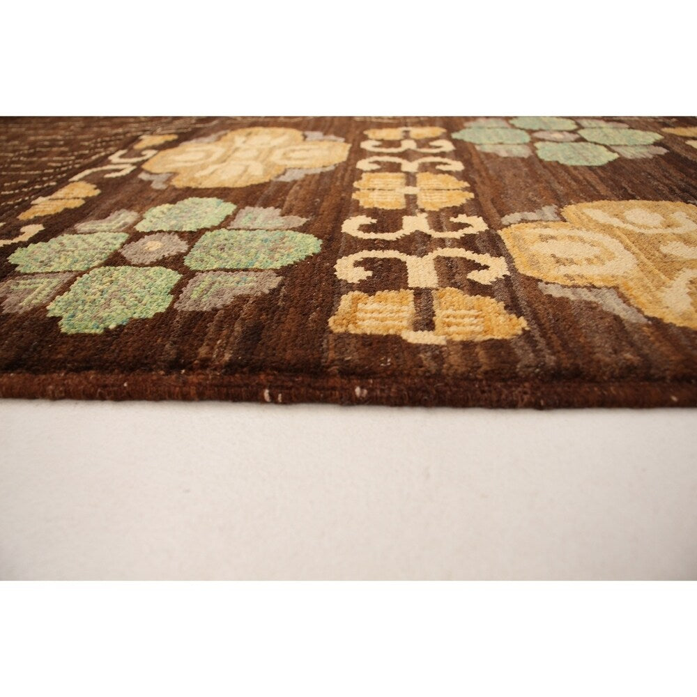 ECARPETGALLERY Hand-knotted Finest Ziegler Chobi Dark Brown Wool Rug - 5'3 x 8'0