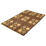 ECARPETGALLERY Hand-knotted Finest Ziegler Chobi Dark Brown Wool Rug - 5'3 x 8'0