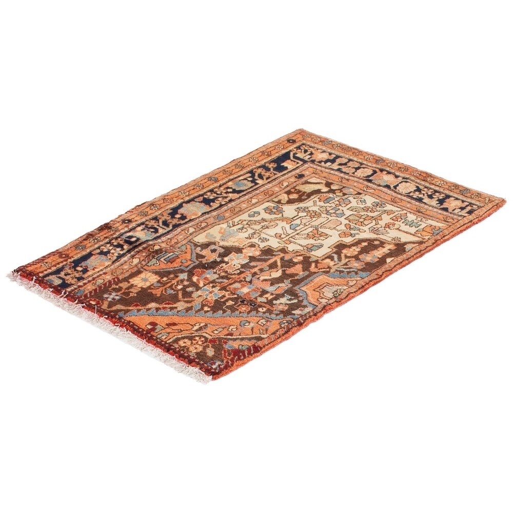 ECARPETGALLERY Hand-knotted Hamadan Dark Navy, Red Wool Rug - 2'10 x 4'3