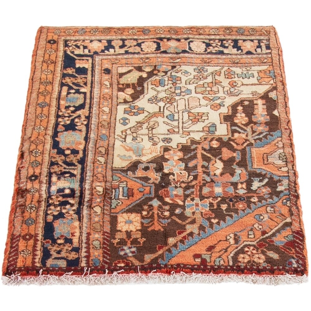 ECARPETGALLERY Hand-knotted Hamadan Dark Navy, Red Wool Rug - 2'10 x 4'3