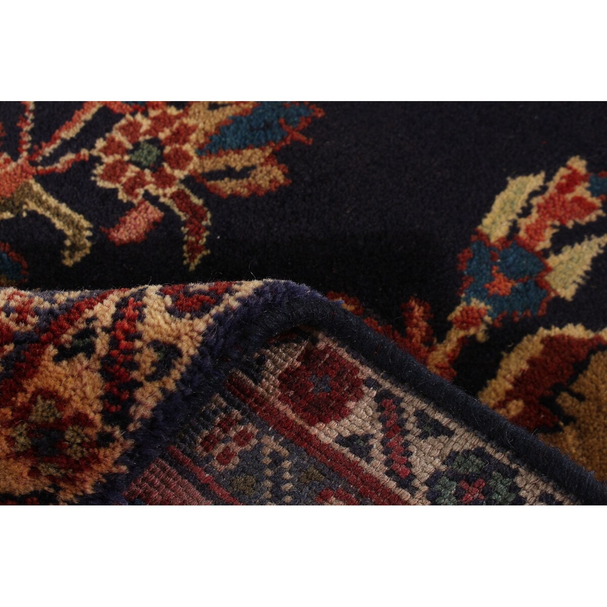 Hand-knotted Hamadan Navy Wool Rug - 3'10 x 9'4