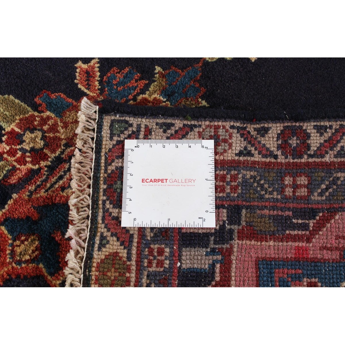 Hand-knotted Hamadan Navy Wool Rug - 3'10 x 9'4