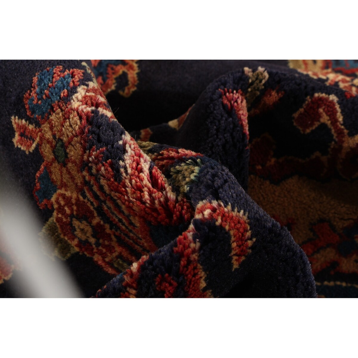 Hand-knotted Hamadan Navy Wool Rug - 3'10 x 9'4