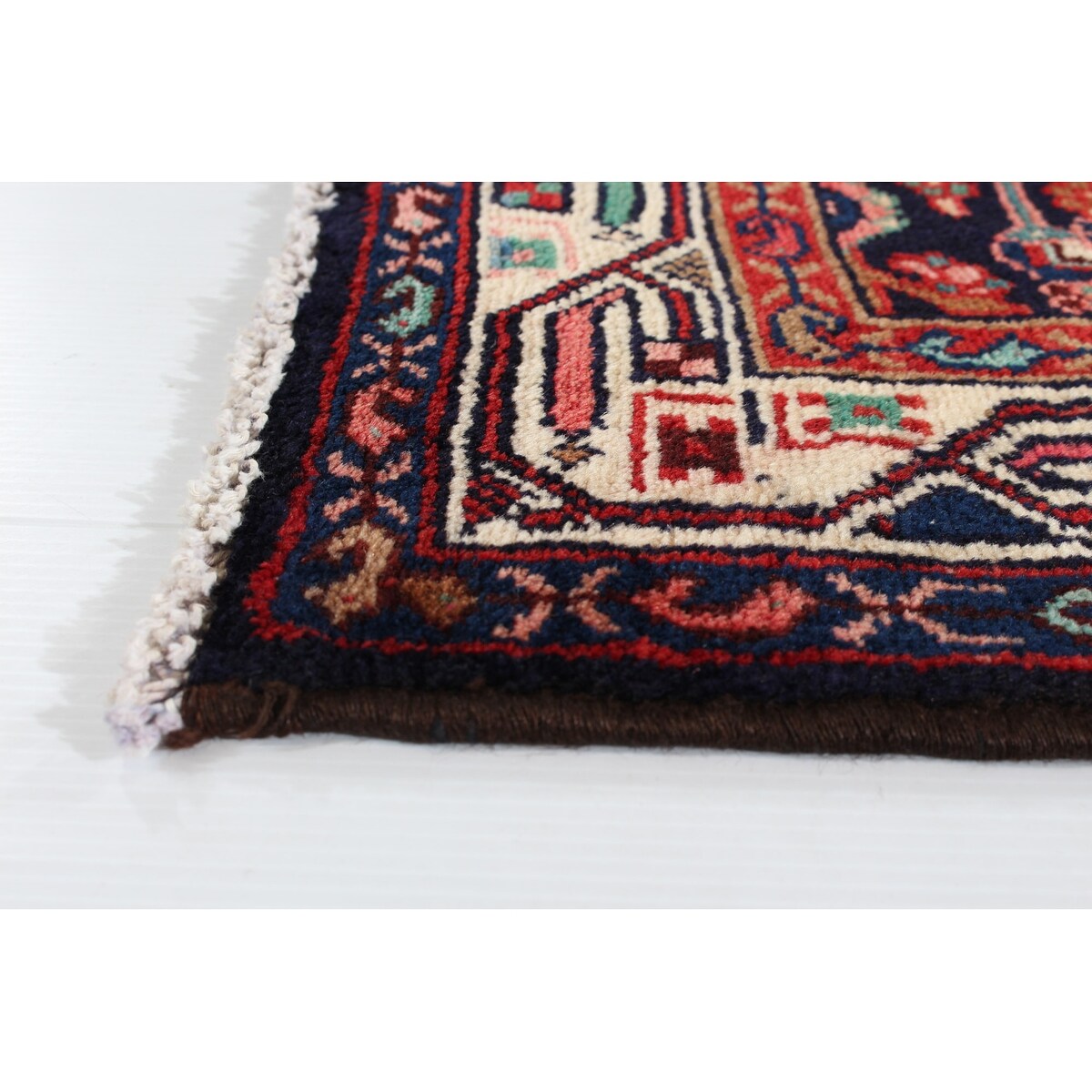 Hand-knotted Hamadan Navy Wool Rug - 3'6 x 10'3