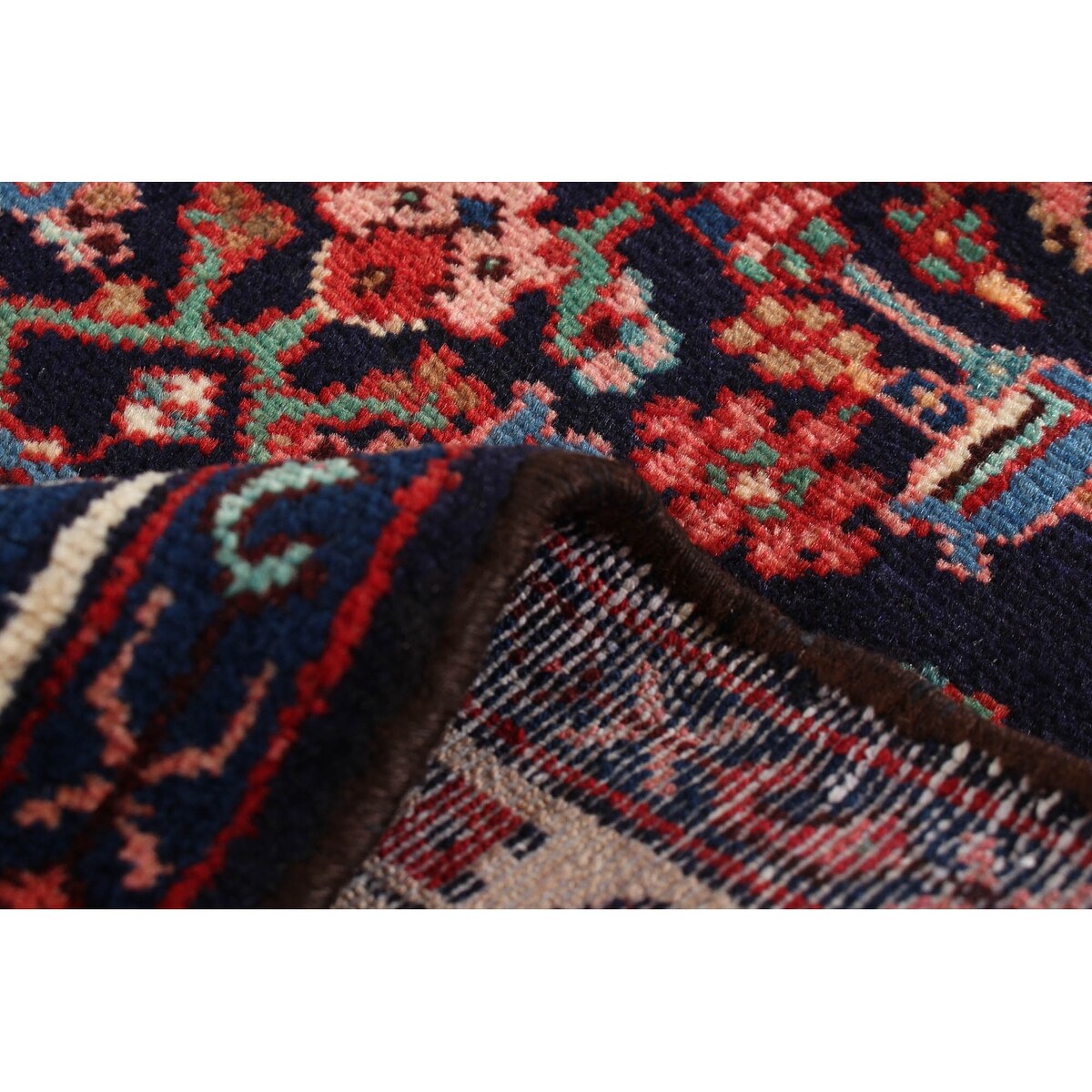Hand-knotted Hamadan Navy Wool Rug - 3'6 x 10'3