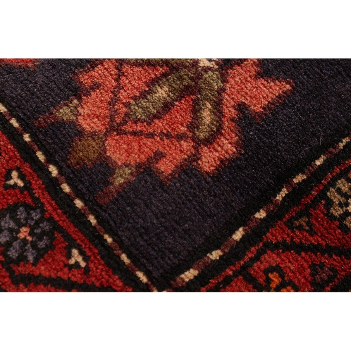 ECARPETGALLERY Hand-knotted Hamadan Navy Wool Rug - 3'9 x 10'1