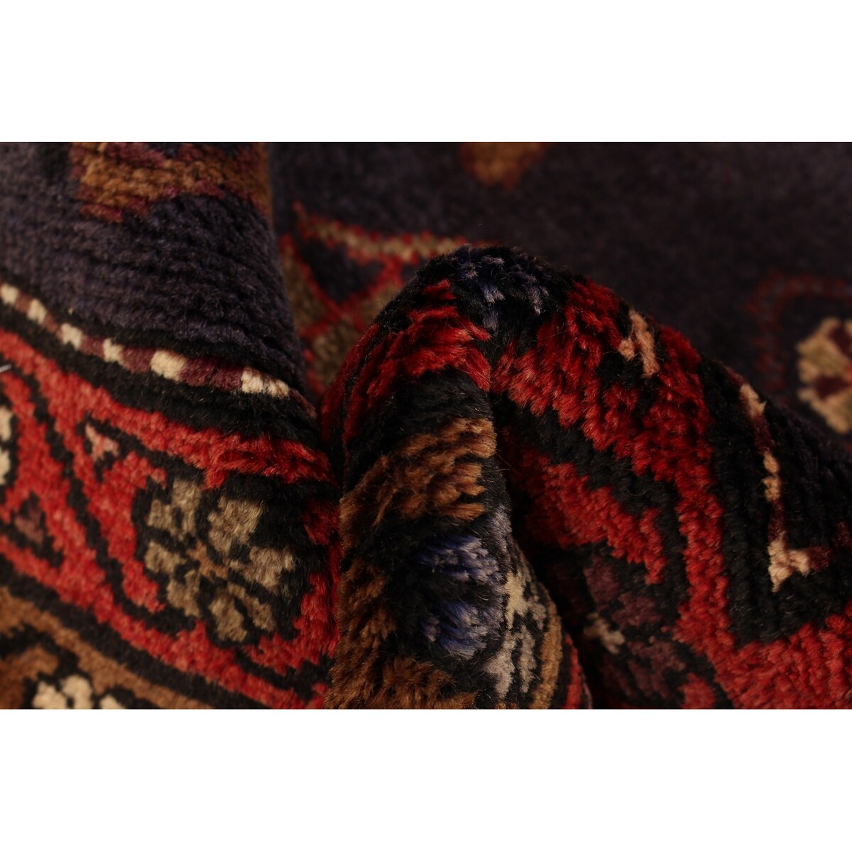 ECARPETGALLERY Hand-knotted Hamadan Navy Wool Rug - 3'9 x 10'1