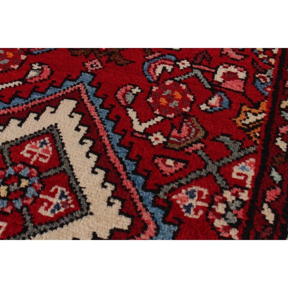 ECARPETGALLERY Hand-knotted Hamadan Red Rug - 2'4 x 4'3