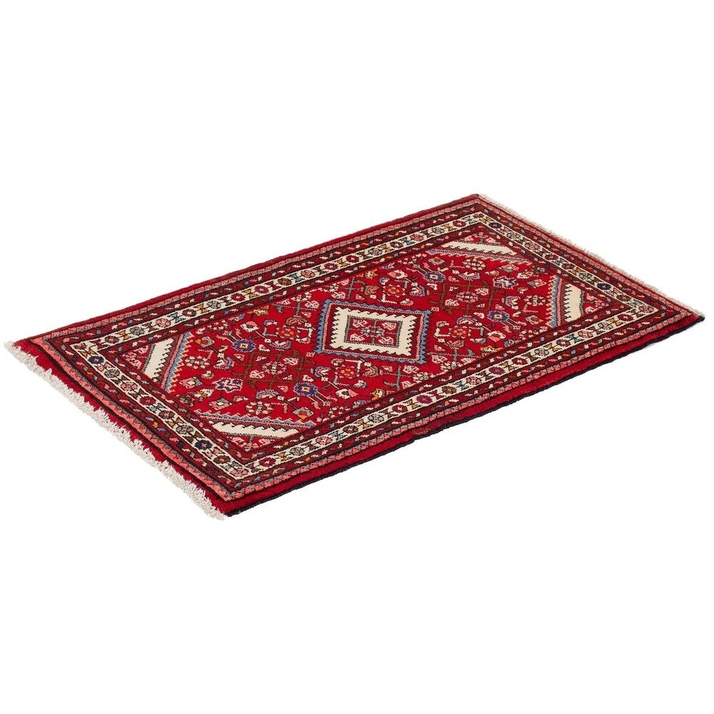 ECARPETGALLERY Hand-knotted Hamadan Red Rug - 2'4 x 4'3