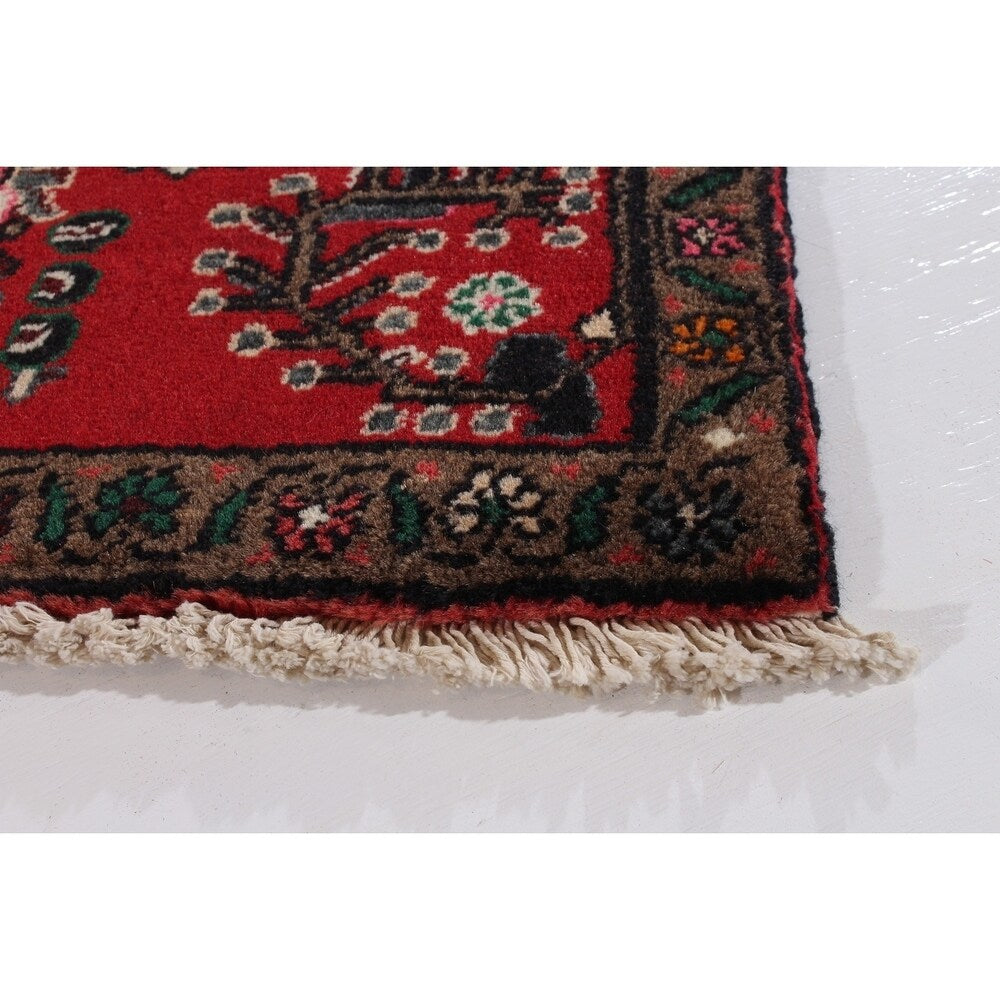 ECARPETGALLERY Hand-knotted Hamadan Red Wool Rug - 2'0 x 2'5