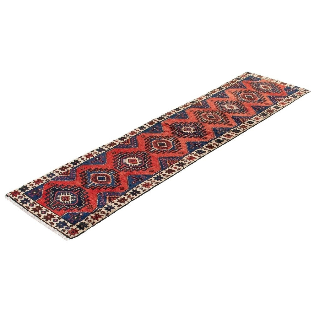 ECARPETGALLERY Hand-knotted Hamadan Red Wool Rug - 2'5 x 9'3