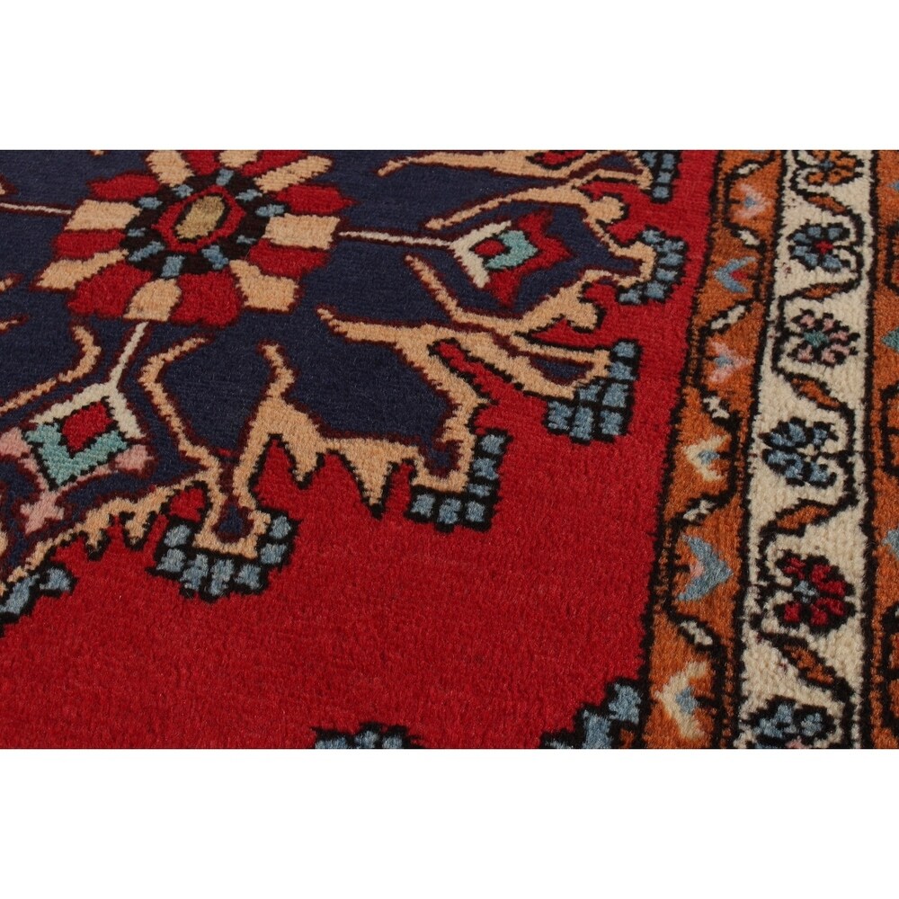 ECARPETGALLERY Hand-knotted Hamadan Red Wool Rug - 2'8 x 4'0