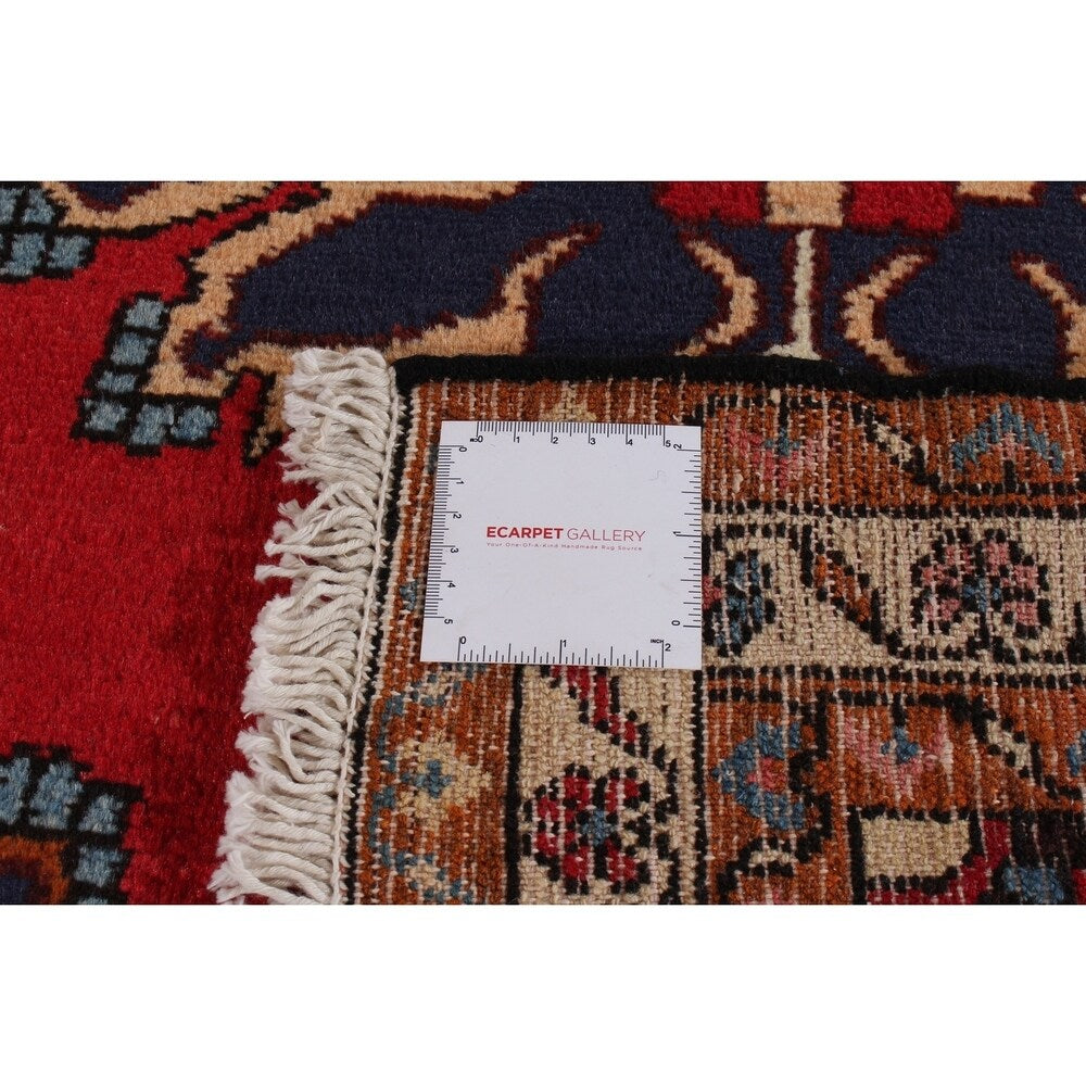 ECARPETGALLERY Hand-knotted Hamadan Red Wool Rug - 2'8 x 4'0