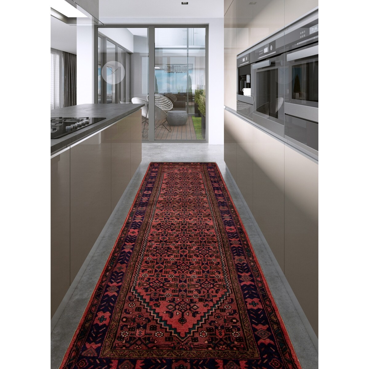 Hand-knotted Hosseinabad Copper Wool Rug - 3'10 x 10'4/3'10" x 10'4" Runner