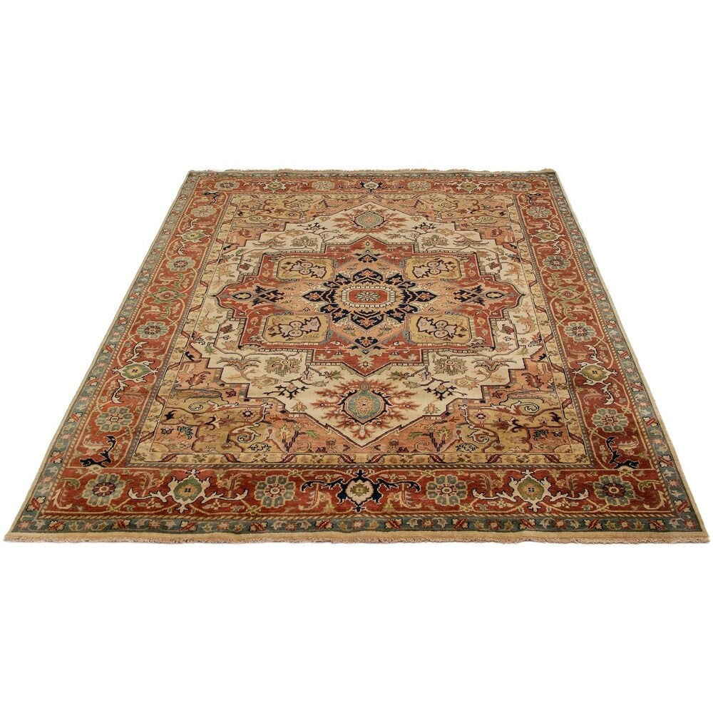 ECARPETGALLERY Hand-knotted Jules-Sultane Cream, Dark Copper Wool Rug - 7'11 x 9'11
