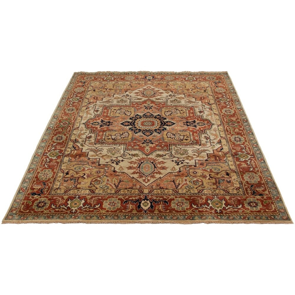 Hand-knotted Jules-Sultane Cream, Copper Wool Rug - 7'11" x 9'8"