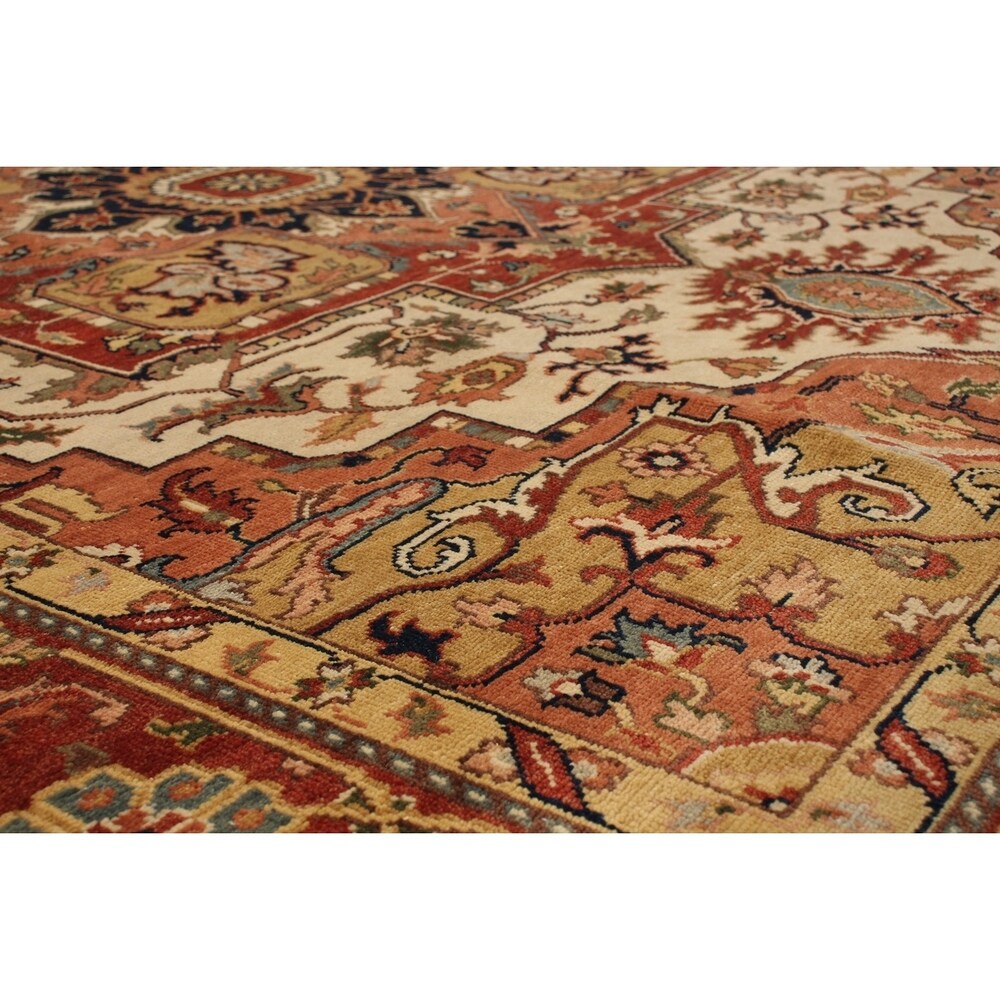 Hand-knotted Jules-Sultane Cream, Copper Wool Rug - 7'11" x 9'8"