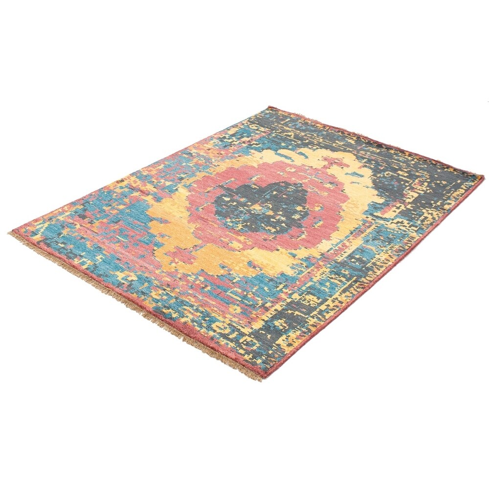 ECARPETGALLERY Hand-knotted Jules Ushak Gold, Red Rug - 5'6 x 7'7