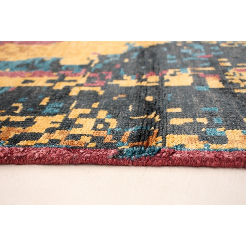 ECARPETGALLERY Hand-knotted Jules Ushak Gold, Red Rug - 5'6 x 7'7