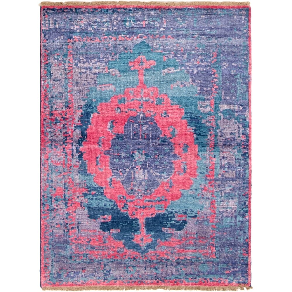 Hand-knotted Jules Ushak Turquoise Rug - 5'6" x 7'4"/5'6 x 7'4