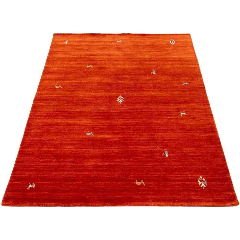 ECARPETGALLERY Hand-knotted Kashkuli Gabbeh Dark Copper Wool Rug - 5'0 x 7'11