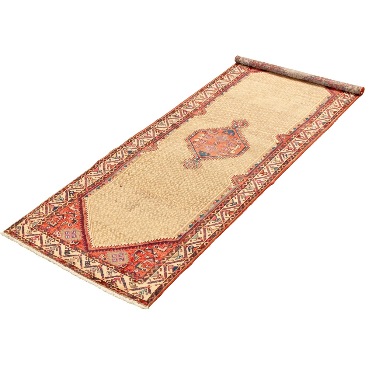 ECARPETGALLERY Hand-knotted Koliai Light Brown, Red Wool Rug - 3'7 x 10'5