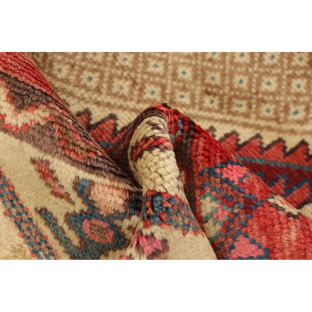 ECARPETGALLERY Hand-knotted Koliai Light Brown, Red Wool Rug - 3'7 x 10'5