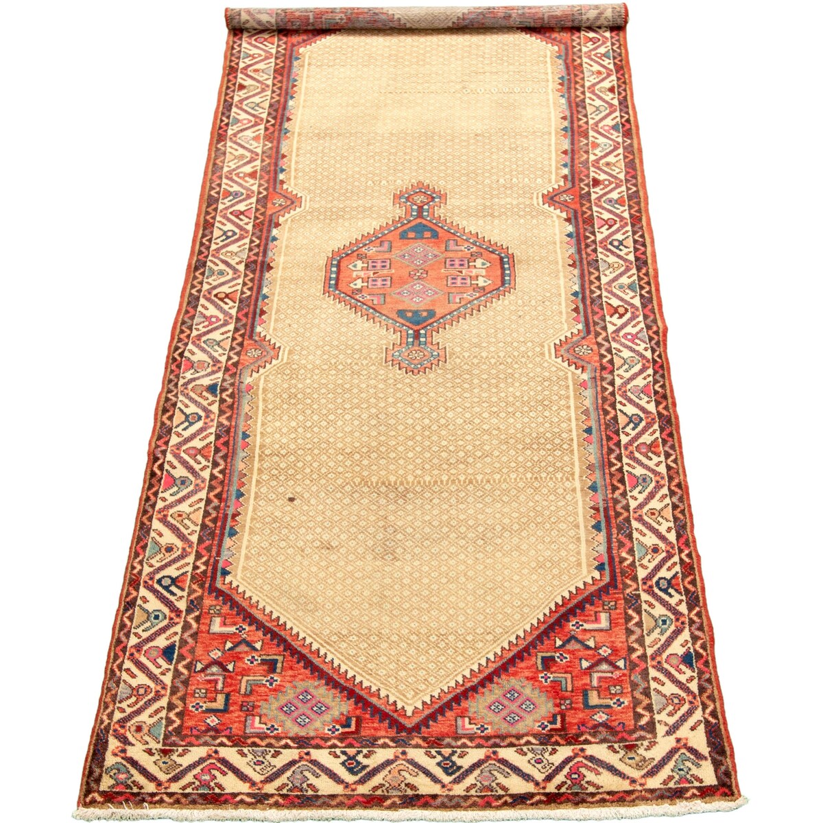 ECARPETGALLERY Hand-knotted Koliai Light Brown, Red Wool Rug - 3'7 x 10'5
