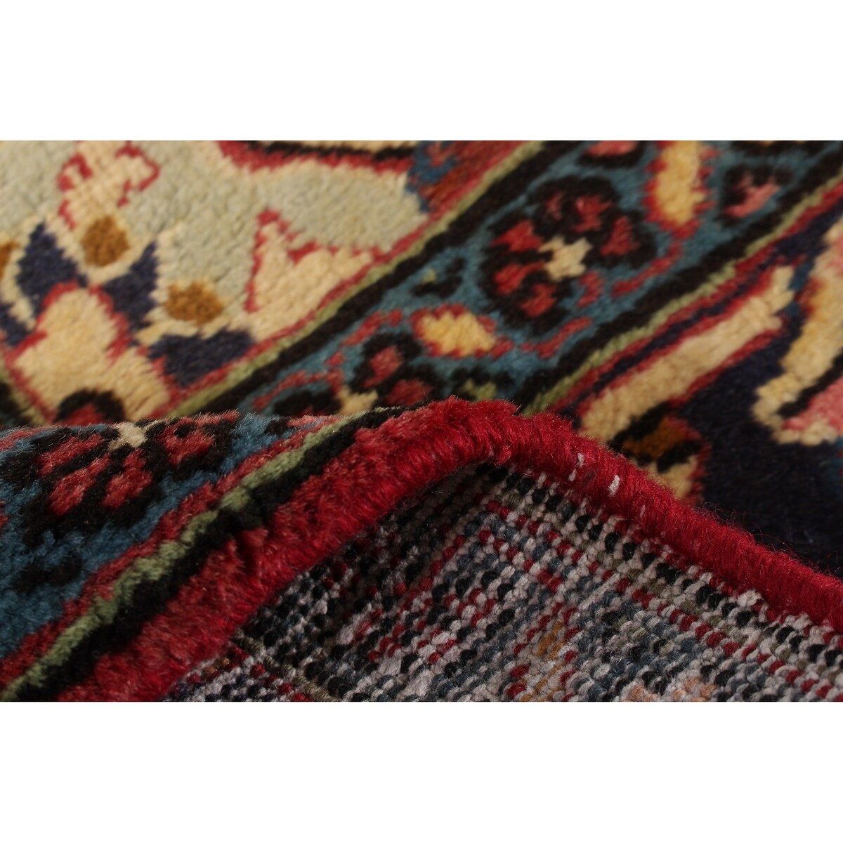 Hand-knotted Mahal Navy Blue Wool Rug - 4'10 x 7'8