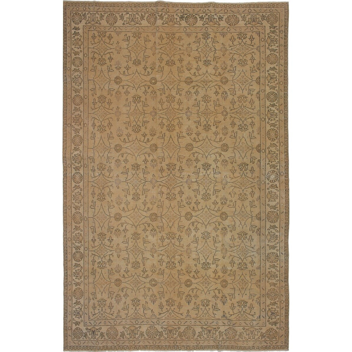 ECARPETGALLERY Hand-knotted Melis Vintage Beige Wool Rug - 6'5 x 10'1