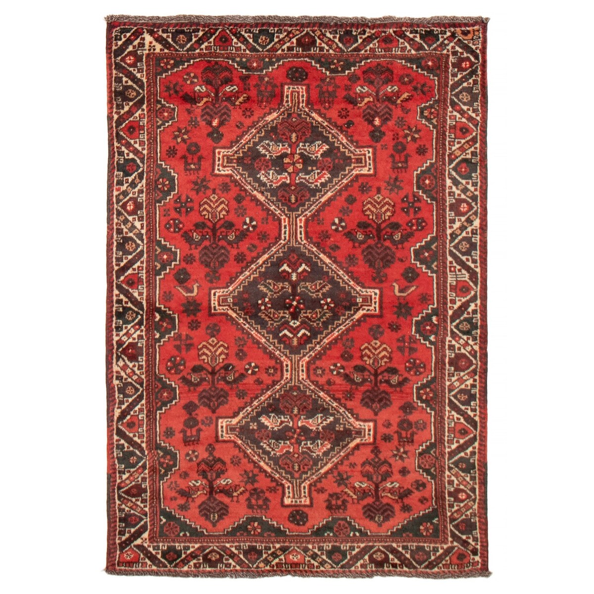 ECARPETGALLERY Hand-knotted Melis Vintage Red Wool Rug - 3'9 x 5'4
