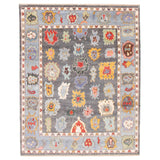 ECARPETGALLERY Hand-knotted Modern Oushak Dark Grey Wool Rug - 7'11 x 9'10