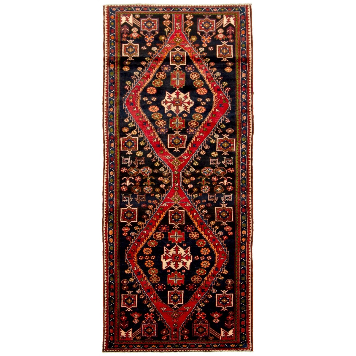 ECARPETGALLERY Hand-knotted Nahavand Navy Wool Rug - 4'3 x 9'10