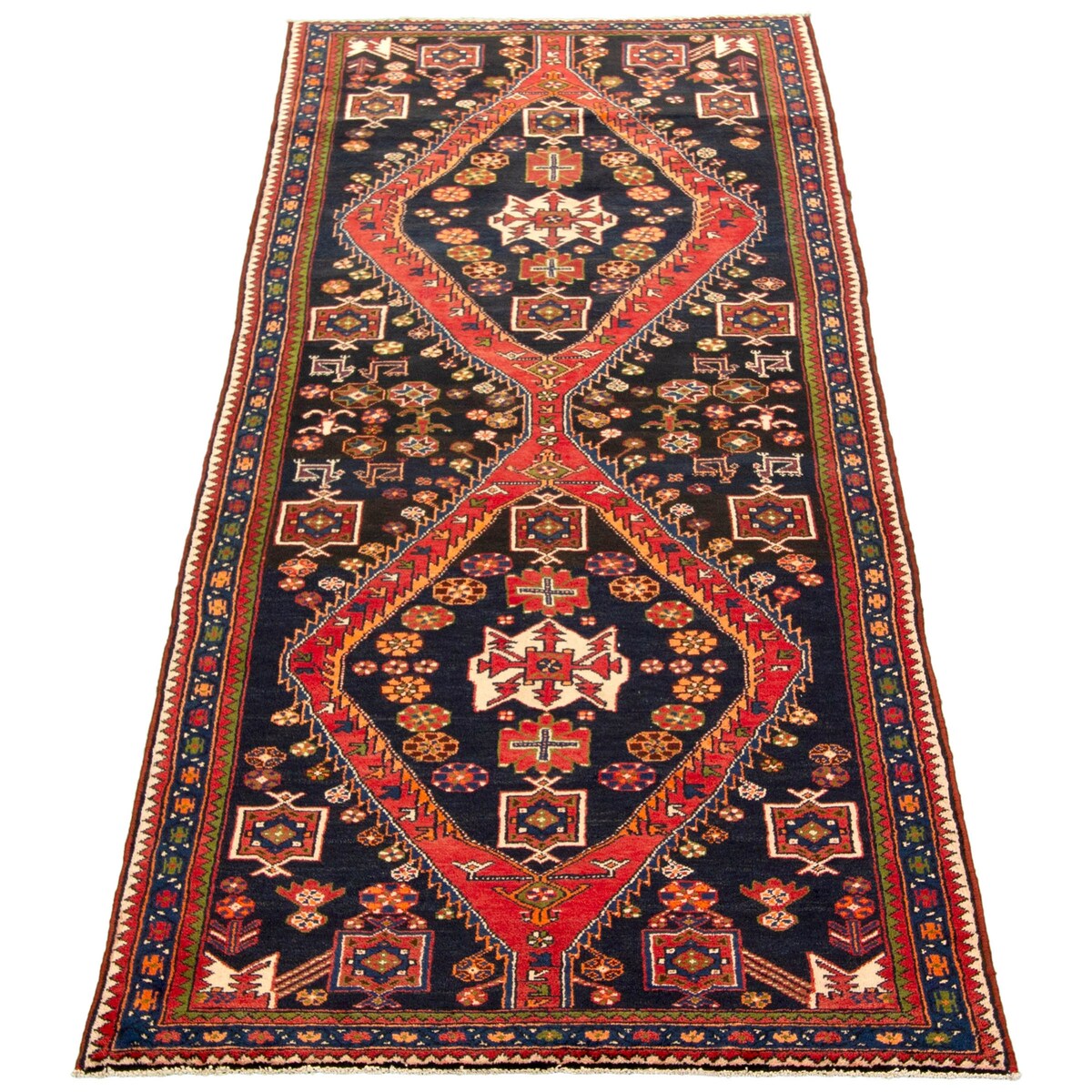 ECARPETGALLERY Hand-knotted Nahavand Navy Wool Rug - 4'3 x 9'10