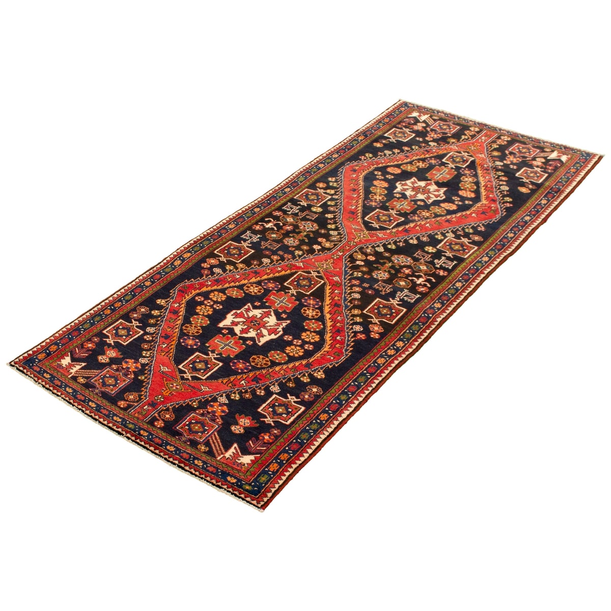 ECARPETGALLERY Hand-knotted Nahavand Navy Wool Rug - 4'3 x 9'10