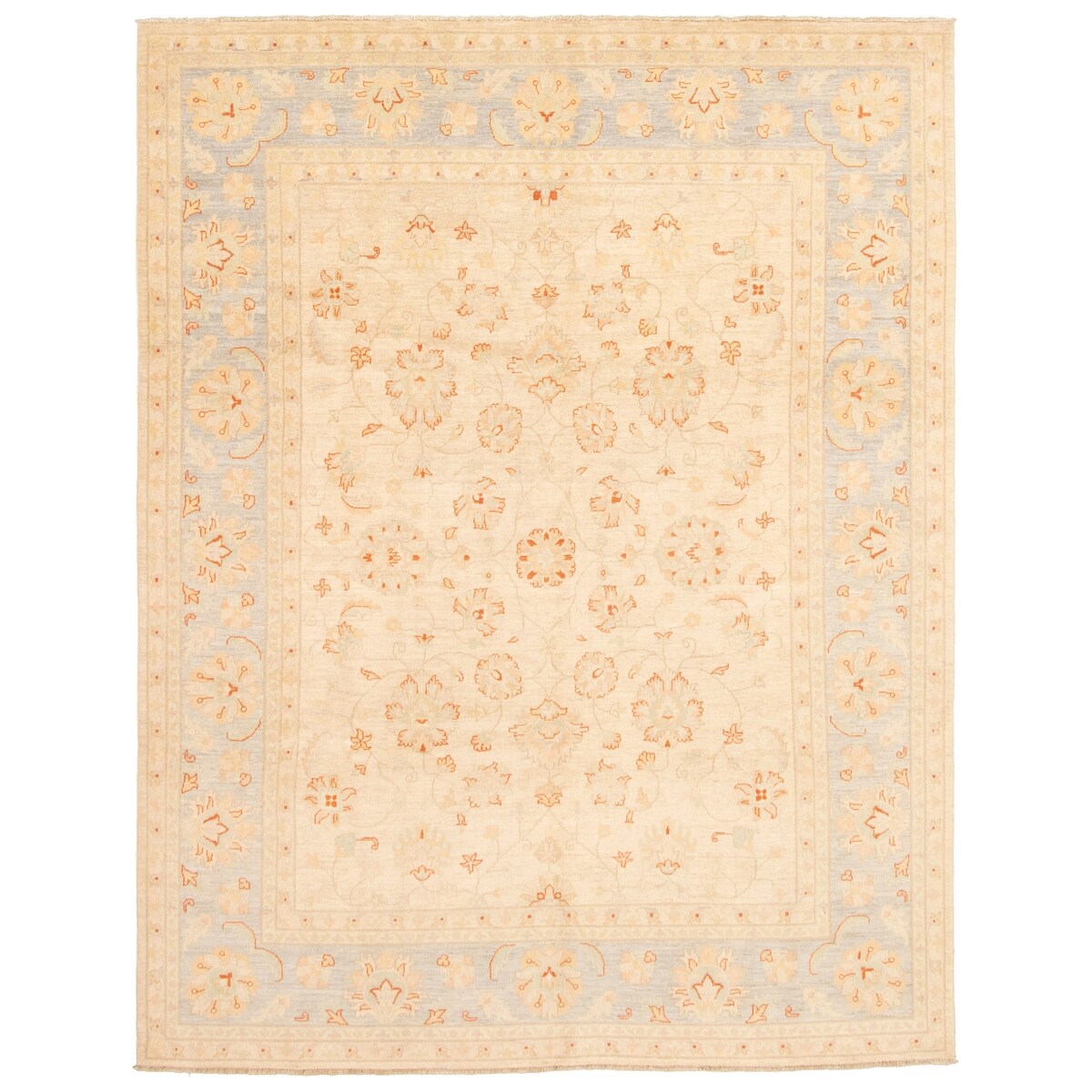 Hand-knotted Peshawar Oushak Ivory Wool Rug - 7'9 x 10'1/7'9" x 10'1"