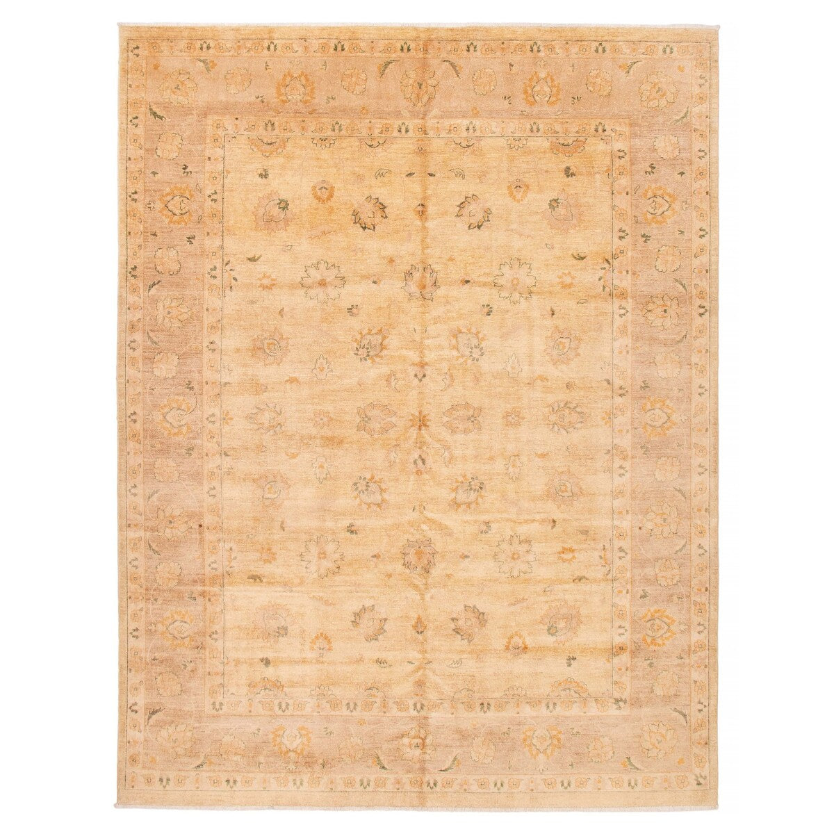 ECARPETGALLERY Hand-knotted Peshawar Oushak Ivory Wool Rug - 9'2 x 11'11