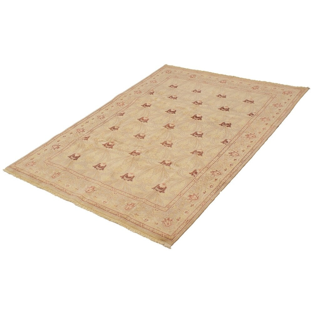 ECARPETGALLERY Hand-knotted Peshawar Oushak Khaki Wool Rug - 6'1 x 8'10