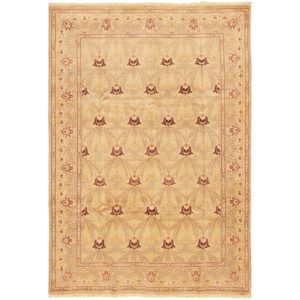 ECARPETGALLERY Hand-knotted Peshawar Oushak Khaki Wool Rug - 6'1 x 8'10